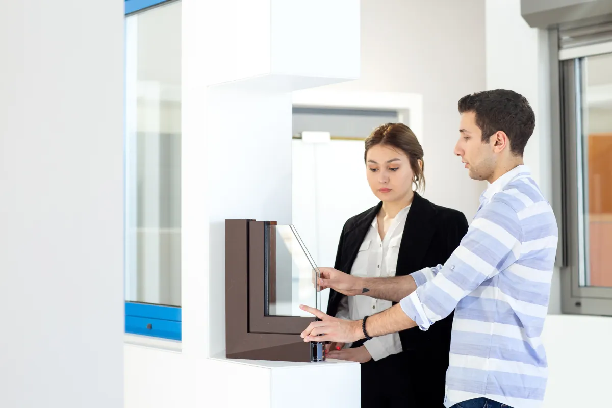Consulenza in showroom su un campione di finestra EURONORM